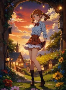 [14768], 安城 鳴子, A4 アート ポスター イラスト 同人 美少女 ファンアート アニメ