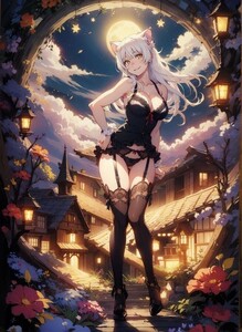 [14737], 羽川翼 , A4 アート ポスター イラスト 同人 美少女 ファンアート アニメ