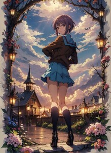 [14879], 長門有希, A4 アート ポスター イラスト 同人 美少女 ファンアート アニメ