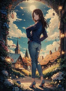 [14865], 家入硝子, A4 アート ポスター イラスト 同人 美少女 ファンアート アニメ