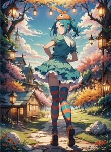 [14859], 斧乃木余接, A4 アート ポスター イラスト 同人 美少女 ファンアート アニメ