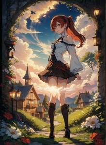 [14826], エリス, A4 アート ポスター イラスト 同人 美少女 ファンアート アニメ