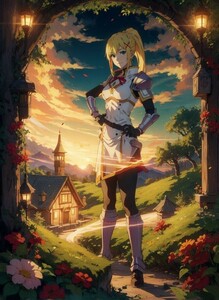 [14610], ダクネス, A4 アート ポスター イラスト 同人 美少女 ファンアート アニメ