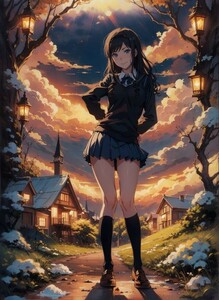 [14573], 森島はるか, A4 アート ポスター イラスト 同人 美少女 ファンアート アニメ