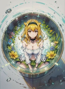 [15211], 異世界迷宮でハーレムを, ロクサーヌ, A4 アート ポスター イラスト 同人 美少女 ファンアート アニメ