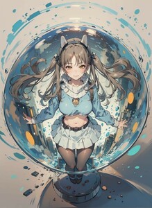 [15185], 風倉モエ, A4 アート ポスター イラスト 同人 美少女 ファンアート アニメ