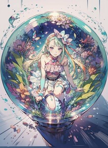 [15169], バタフライ, A4 アート ポスター イラスト 同人 美少女 ファンアート アニメ