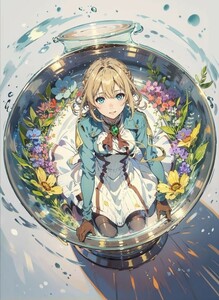 [15042], ヴァイオレット, A4 アート ポスター イラスト 同人 美少女 ファンアート アニメ