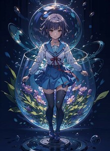 [15468], 長門有希, A4 アート ポスター イラスト 同人 美少女 ファンアート アニメ