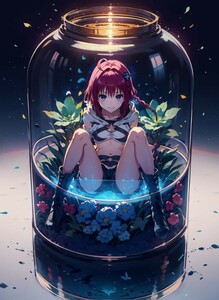 [15289], 黒咲 芽亜, A4 アート ポスター イラスト 同人 美少女 ファンアート アニメ