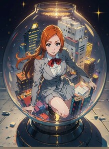 [14965], 井上 織姫, A4 アート ポスター イラスト 同人 美少女 ファンアート アニメ