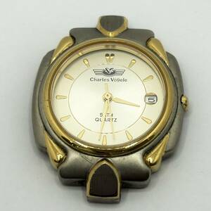 A)Charles vogele/シャルルホーゲル 腕時計 シルバー文字盤 ゴールド ホワイト コンビ カレンダー メンズ レディース 動作未確認 E1704