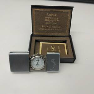 #4217 ZIPPO ジッポ TIME TANK タイムタンク 時計 置時計 シルバーカラー Windy ウィンディ 底面E刻印 出品時不動品 ケース付 保管品