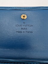 LOUIS VUITTON ルイヴィトン エピ トレドブルー ポルトモネ ビエ カルトクレディ 三つ折り財布 レザー フランス製 レザー 青 BLUE_画像9