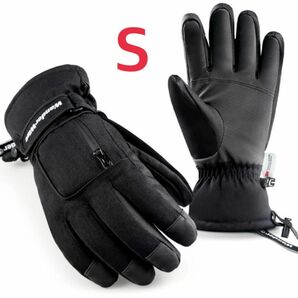 手袋　グローブ　スキーグローブ　防風　防水　スマホ対応　3M 黒　ブラック　S 防寒 スノーボード 雪 スキー