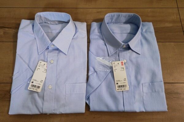 ■新品■　ユニクロ　ドライイージーケア　M 2着セット　チェックシャツ　トビーシャツ（半袖）ブルー