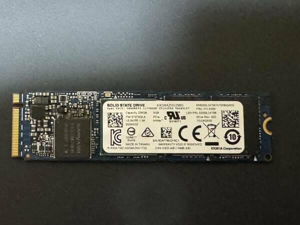 KIOXIA 256GB SSD XG6 M.2 2280 PCIe Gen3 x4 NVMe KXG6AZNV256G 動作確認済み