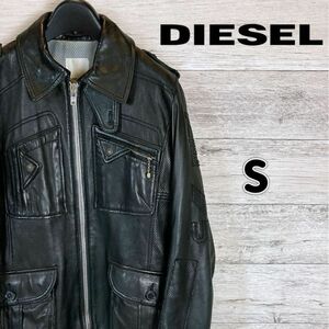 DIESEL ディーゼル　レザージャケット ブラック シングルライダース ラムレザー　羊革　本革 黒 S ライダースジャケット