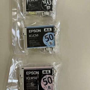 エプソン　EPSON 純正品ICBK50 ブラック、ICLC50 ライトシアン、ICLM50 ライトマゼンタ、の3個セット