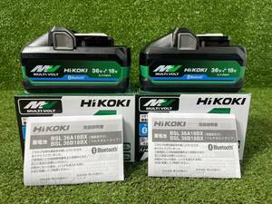 1円スタート★未使用2個セット ハイコーキ HiKOKI リチウムイオン電池 Bluetooth対応 BSL36B18BX 蓄電池 バッテリー 純正 h520-5