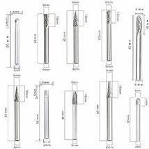 YFFSFDC 超硬バー リューター ビット 10種類 10本セットタングステン製 リューター ビット 超硬ドリルビット 6m_画像2