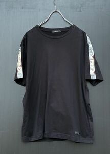 美品 三陽商会 BLACK LABEL CRESTBRIDGE ブラックレーベルクレストブリッジ Tシャツ サイドライン 文字ロゴ 51P13-403-09