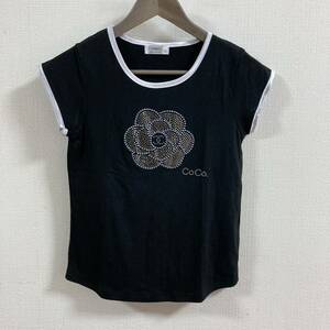 CHANEL Tシャツ 花モチーフ 半袖 ココ・シャネル スパンコール 美品半袖 Tシャツ カットソー トップス ブラック