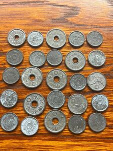 昭和初期戦時貨幣硬貨25点-一銭5銭十銭コインコレクションまとめ売り 古銭 日本古銭