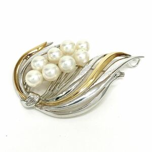 K18 SILVER パール 真珠 ブローチ レディース アクセサリー シルバー 総重量約12.6g alp梅