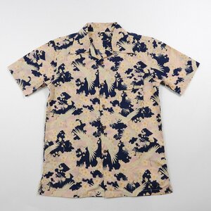 櫻 半袖シャツ 鶴 桜 和柄 size 1 #19320 送料360円 サクラ さくら 総柄 アロハ ハワイアンシャツ