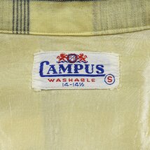 50's CAMPUS オープンカラーシャツ チェック size S #19325 アメカジ ヴィンテージ ビンテージ ボックス ロカビリー 開襟_画像3