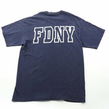 FDNY 半袖 Tシャツ ネイビー #19167 送料360円 New York City Fire Department ニューヨーク 消防局 アメカジ アメリカ古着 プリント_画像1