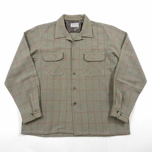 Riviera オープンカラーシャツ ウール チェック size L #19318 オールド ヴィンテージ アメカジ 長袖 リビエラ 開襟