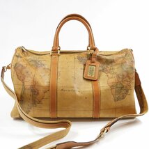 PRIMA CLASSE プリマクラッセ レザーボストンバッグ 地図柄 #19399 ALVIERO MARTINI 鞄 カバン オールド 旅行鞄_画像2