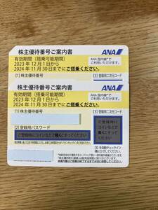 ANA 全日空　株主優待券 2枚　2024年11月30日まで有効