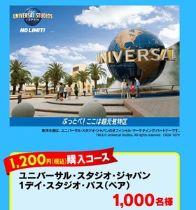 【2口】レシート懸賞 応募 マルちゃん USJ ユニバーサル・スタジオ・ジャパン 1デイスタジオパス ペアご招待 1000名 大量当選 当たる