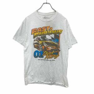 FAST&FURIOUS 半袖 プリント Tシャツ Mサイズ ホワイト コットン 古着卸 アメリカ仕入 t2405-3085