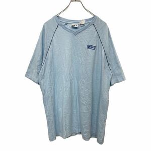 FILA 半袖 刺繍 Tシャツ XLサイズ フィラ ライトブルー コットン 古着卸 アメリカ仕入 t2405-3208