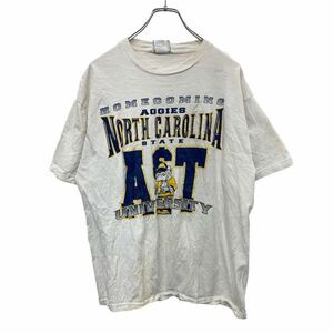 marathon 半袖プリント Tシャツ Lサイズ オフホワイト コットン 古着卸 アメリカ仕入 t2405-3356