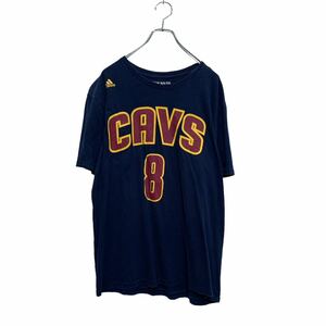 adidas 半袖 プリントTシャツ L ネイビー アディダス CAVS NBA ナンバリング 8 クルーネック 古着卸 アメリカ仕入 a604-7477