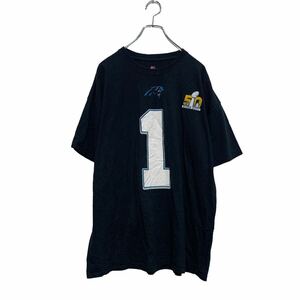 Majestic 半袖 プリントTシャツ XL ブラック マジェステック ビッグサイズ NFL PANTHERS 古着卸 アメリカ仕入 a604-7487