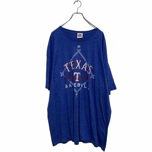 Majestic 半袖 プリントTシャツ 3XL～ ブルー マジェステック ビッグサイズ MLB TEXAS 古着卸 アメリカ仕入 a604-7486