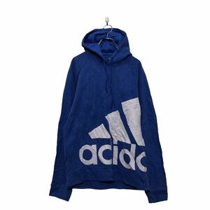 adidas プリント スウェット パーカー アディダス M ブルー ラグラン 裏起毛 古着卸 アメリカ仕入 a604-7503