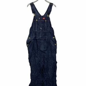 Dickies デニムオーバーオール W40 ネイビー ディッキーズ ワークウェア サロペット 作業着 古着卸 アメリカ仕入 a604-7441