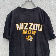 Champion 半袖 プリントTシャツ M ブラック チャンピオン クルーネック MIZZOU 袖ロゴ 古着卸 アメリカ仕入 a604-7463_画像2