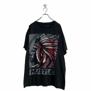 半袖 プリント Tシャツ XL～ ブラック インディアン ビッグサイズ 古着卸 アメリカ仕入 a604-7586