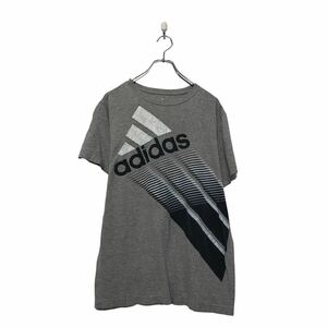 adidas 半袖 プリント Tシャツ アディダス XL グレー ビッグサイズ ロゴ クルーネック 古着卸 アメリカ仕入 a604-7593