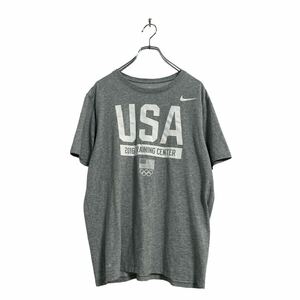 NIKE 半袖 ロゴ Tシャツ L グレー ナイキ ドライフィット クルーネック 古着卸 アメリカ仕入 a605-5075