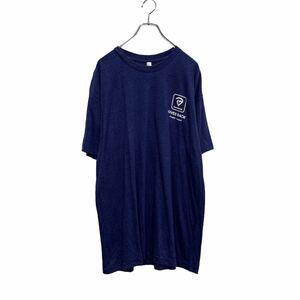 American Apparel 半袖 プリントTシャツ 2XL 杢ネイビー ビッグサイズ クルーネック バックプリント 古着卸 アメリカ仕入 a605-5122