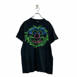 The Muppets 半袖 プリントTシャツ M ブラック ネオンカラー マペッツ 古着卸 アメリカ仕入 a605-5282